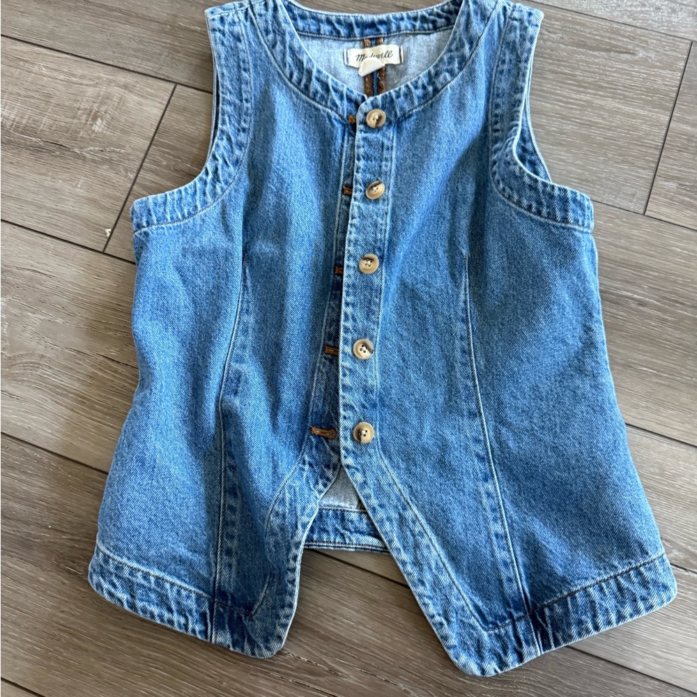 Madewell Blue Denim  Button Down vest